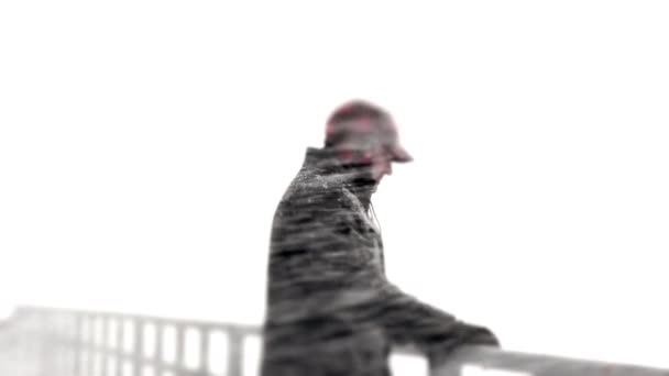 Man in Snow — Stock Video