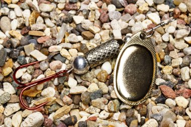 Bir iplik kırmızı Çift Kişilik kancayla Sarı metal balık yemi