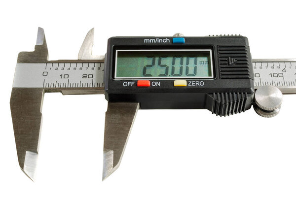 Digital caliper on a white background