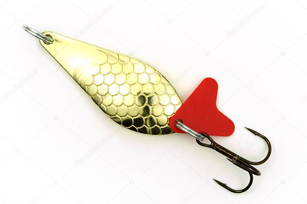Fishing lure for fishing with spinning on white background