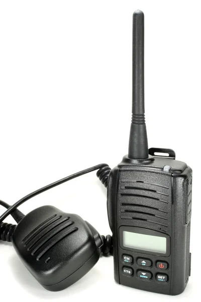 Przenośne walkie-talkie z ręki mikrofon na białym tle na białym tle — Zdjęcie stockowe