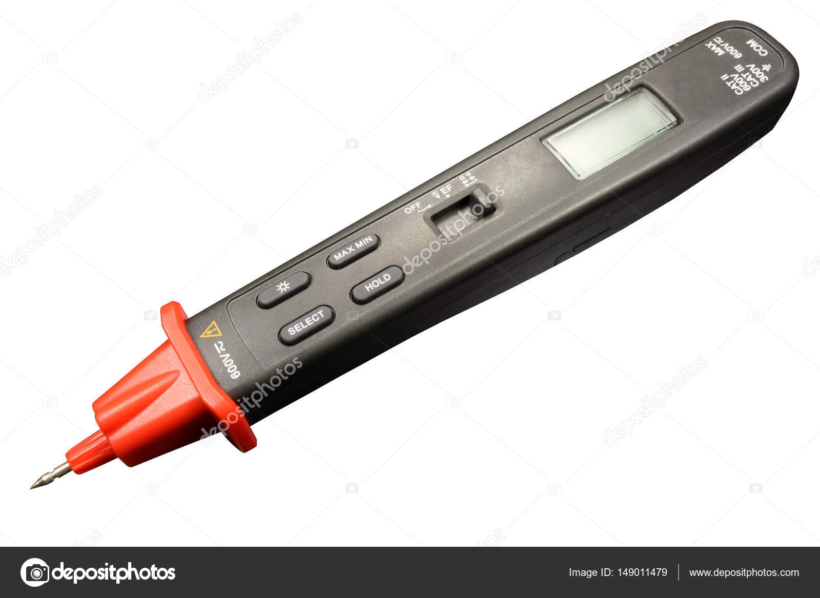 Pen type digital multimeter isolated on white background Stock Photo by