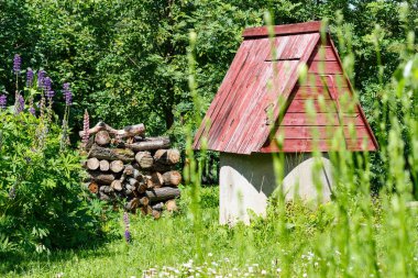 Rustik ahşap suyla de yakacak odun woodpile