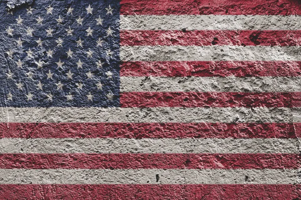 American flag painted on a concrete wall
