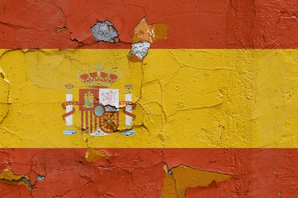 Spanish flag painted on a weathered concrete wall — Stock Photo, Image