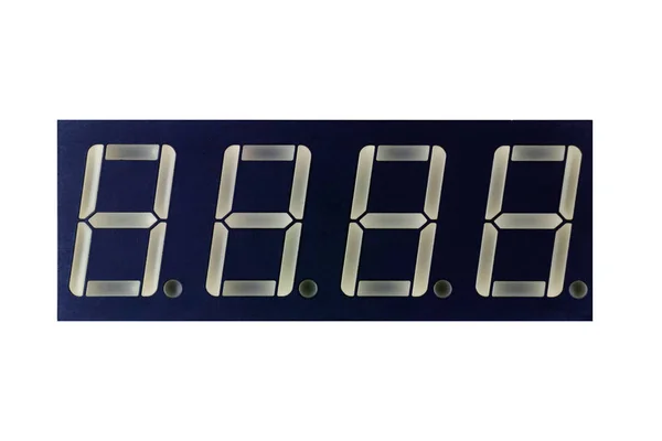 Bar of seven segment LED indicators isolated on white background — Stock Photo, Image