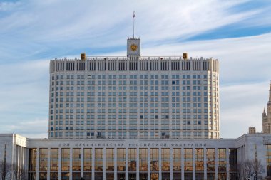 Moskova, Rusya - 25 Mart 2018: Rusya Federasyonu bina hükümet binası, Moskova