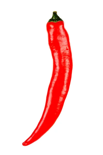 Vagem vermelha inteira de pimenta quente isolada em um fundo branco — Fotografia de Stock