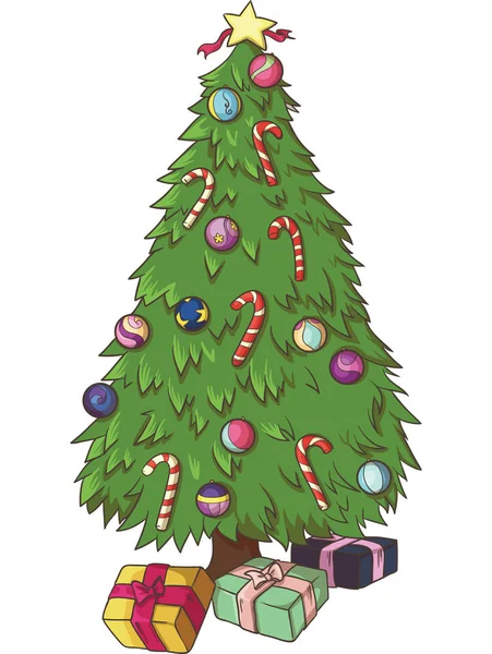 装飾クリスマス ツリーのベクトル図 — ストックベクタ