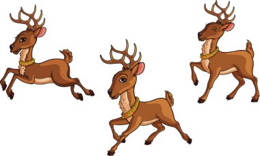 Noel geyikler, vektör çizim. Geyik koleksiyonu taşıyor.