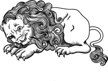 lion  in old-world style clipart
