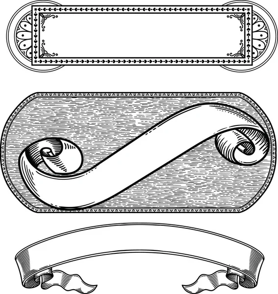 Elemento para um certificado, documento ou outras garantias. Um modelo para um desenho, vazio por dentro, separado sobre um fundo branco. Elemento decorativo. Desenhado à mão em vetor em estilo linear —  Vetores de Stock