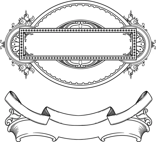 Elemento para um certificado, documento ou outras garantias. Um modelo para um desenho, vazio por dentro, separado sobre um fundo branco. Elemento decorativo. Desenhado à mão em vetor em estilo linear —  Vetores de Stock