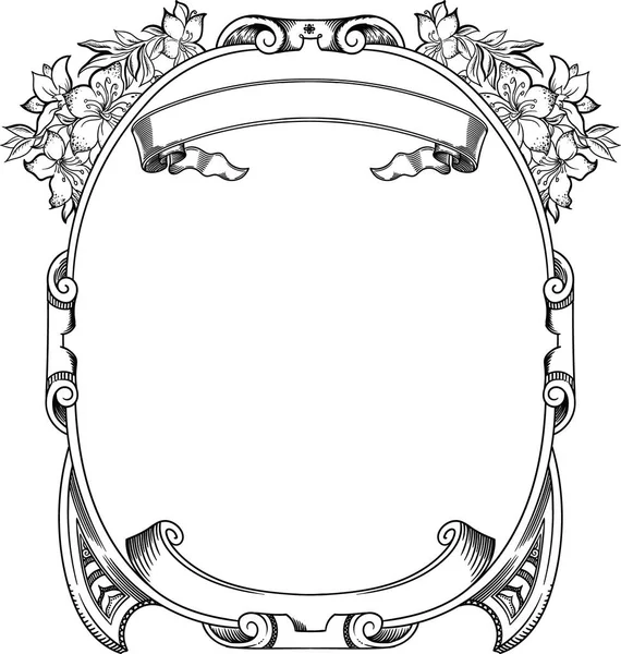 Beautiful vintage frame with decorative elements for your design. Empty inside, template for design. Made in a vector, is separated from a white background, hand-made in a linear style Royalty Free Stock Vectors