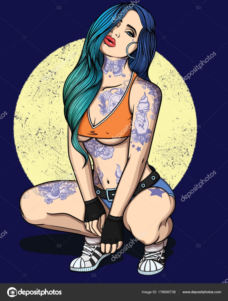 Nude sex sexy girl ink sheen