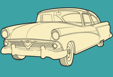 Meteor 1955 retro vintage vektör araba