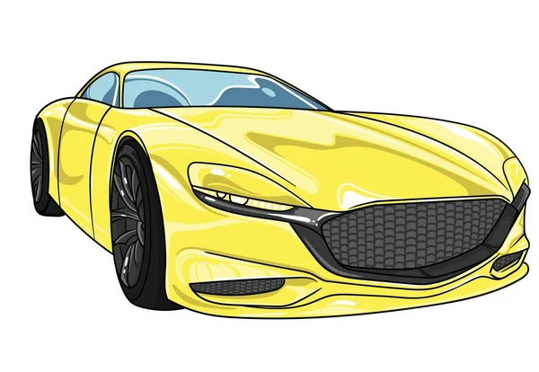 Jaune voiture de sport mazda vecteur illustration modifiable. Séparer sur fond blanc. style dessiné à la main — Image vectorielle