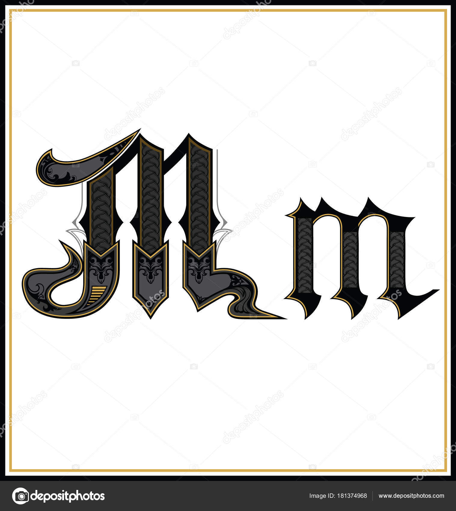 Artwork Monogram L Letter Calligraphy Logo With 3d Effect Gothic