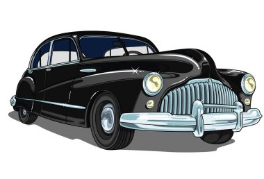 Retro vintage vektör araba . Beyaz arka planda saydam. Profilimin içinde büyük otomobiller.