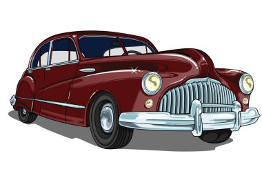 Retro vintage vektör araba . Beyaz arka planda saydam. Profilimin içinde büyük otomobiller.