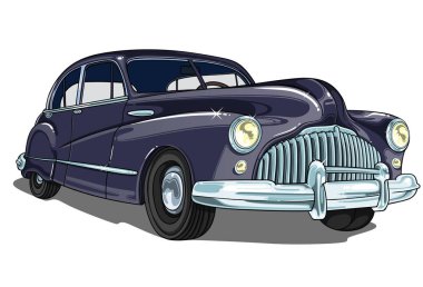 Retro vintage vektör araba . Beyaz arka planda saydam. Profilimin içinde büyük otomobiller.
