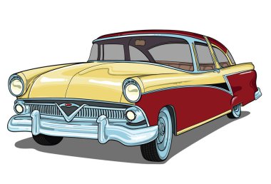 Retro vintage vektör araba . Beyaz arka planda saydam. Profilimin içinde büyük otomobiller.