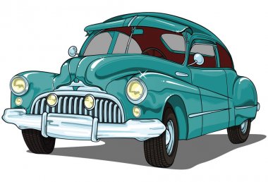 Retro vintage vektör araba . Beyaz arka planda saydam. Profilimin içinde büyük otomobiller.