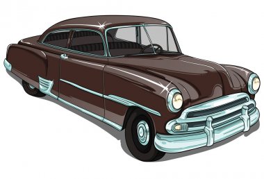 Retro vintage vektör araba . Beyaz arka planda saydam. Profilimin içinde büyük otomobiller.
