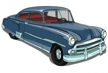 Retro vintage vektör araba . Beyaz arka planda saydam. Profilimin içinde büyük otomobiller.