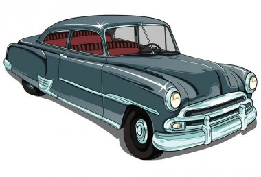 Retro vintage vektör araba . Beyaz arka planda saydam. Profilimin içinde büyük otomobiller.
