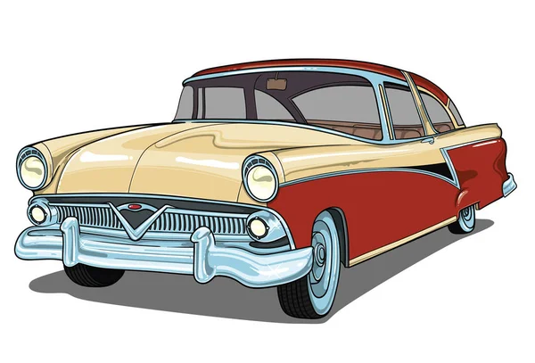 Retro vintage vektör araba . Beyaz arka planda saydam. Profilimin içinde büyük otomobiller.