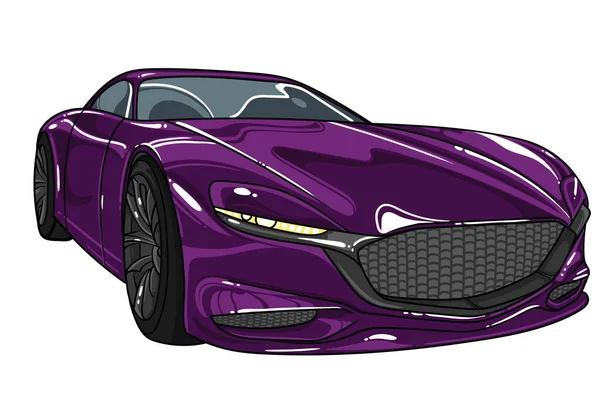 Βιολετί αθλητικό αυτοκίνητο Mazda διάνυσμα επεξεργάσιμο εικόνα. Διαχωρίστε σε λευκό φόντο. Διαφορετικά σούπερ αυτοκίνητα σε όλα τα χρώματα μέσα στο προφίλ μου. — Διανυσματικό Αρχείο
