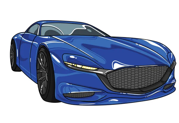 Color azul deporte coche mazda vector editable ilustración. Separado sobre fondo blanco. Diferentes super coches en todos los colores dentro de mi perfil . — Vector de stock