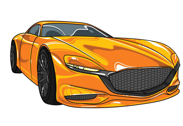 yellow sport car mazda  vector editable illustration . Separate on white background . Different super cars in all colors inside my profile. 