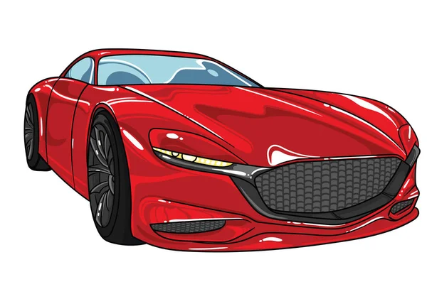 Red sport car mazda vector ilustración editable. Separado sobre fondo blanco. Diferentes super coches en todos los colores dentro de mi perfil . — Vector de stock