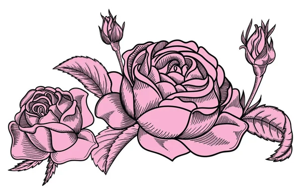 Ilustracja wektorowa kwiaty z liści. Bardzo szczegółowe kwiaty w stylu szkicu. Elegancki wystrój kwiatowy dla projektu. Wszystkie elementy kompozycji są oddzielone w każdej grupie. — Wektor stockowy