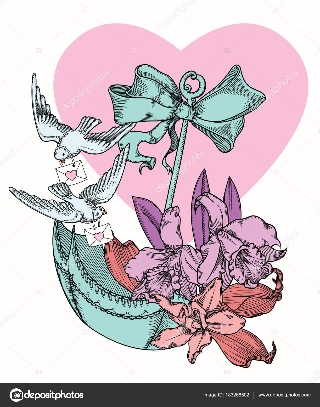 Illustration De Valentin De Carte Vintage Isolé Sur Fond