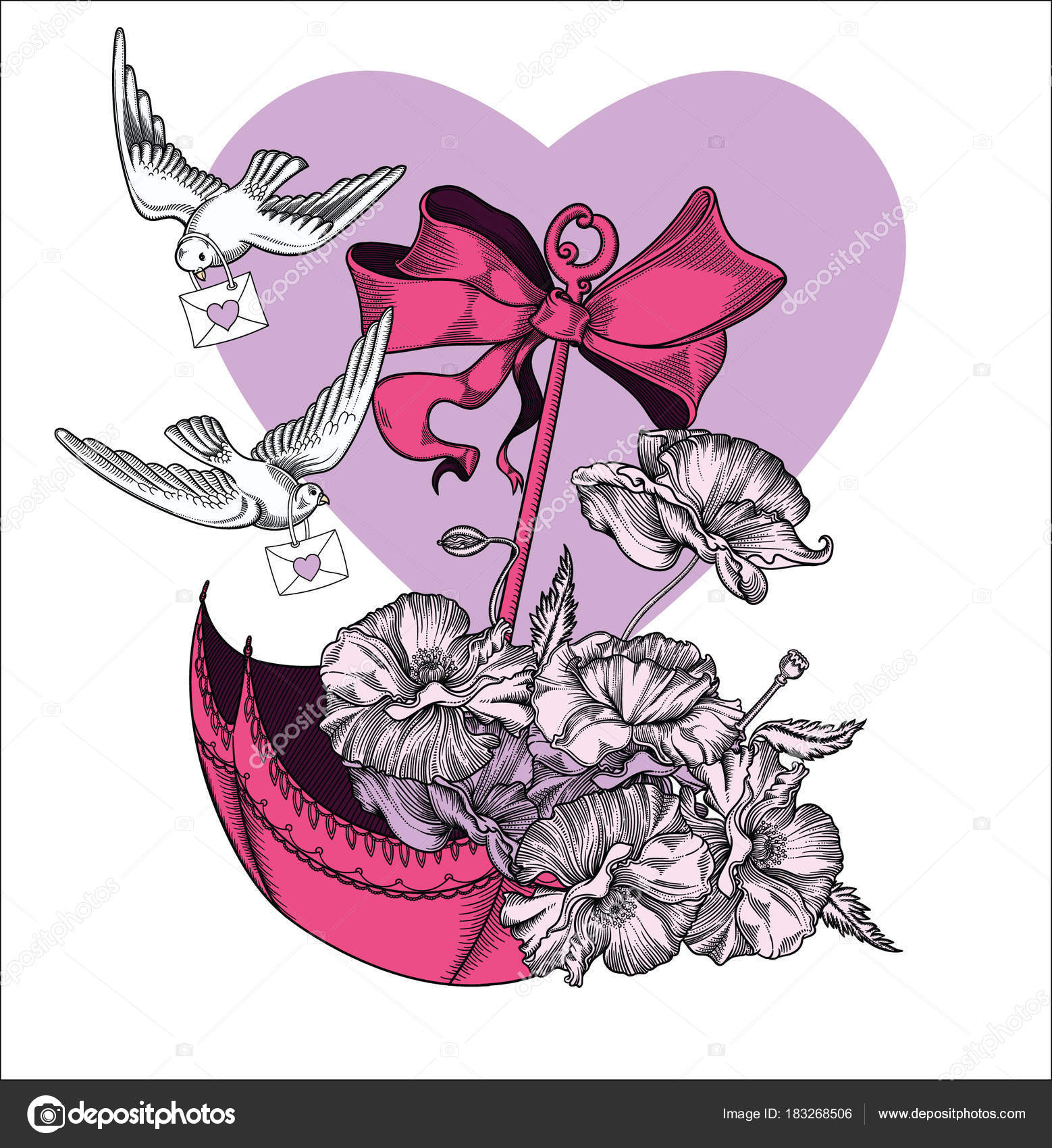 Illustration De Valentin De Carte Vintage Isolé Sur Fond