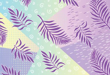 geometrik vektör egzotik arka plan ile palmiye yaprakları. Geometrik tarzı ile çiçek öğeleri .