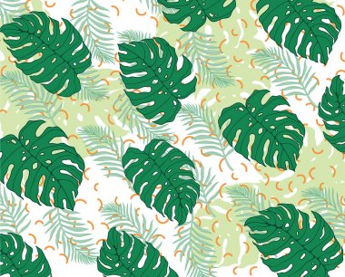 geometrik vektör egzotik arka plan ile palmiye yaprakları. Geometrik tarzı ile çiçek öğeleri .