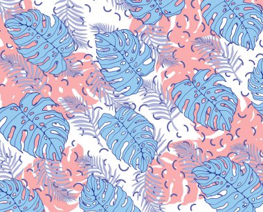 geometrik vektör egzotik arka plan ile palmiye yaprakları. Geometrik tarzı ile çiçek öğeleri .