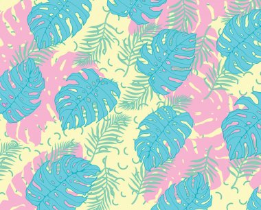 geometrik vektör egzotik arka plan ile palmiye yaprakları. Geometrik tarzı ile çiçek öğeleri .