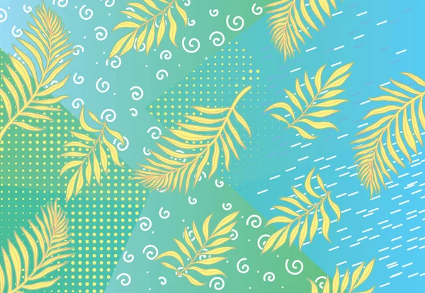 Vecteur géométrique exotique fond avec des feuilles de palmier. Eléments floraux de style géométrique  . — Image vectorielle