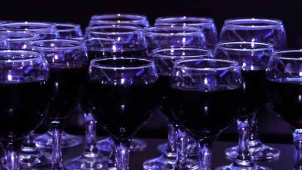 Glasses Red Wine Wineglasses Buffet Table — Stock Video