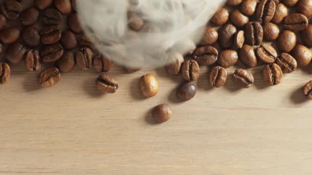 Coffee beans with smoke background — Stock Video