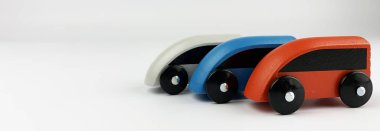 Çocuk ahşap demiryolu. Yakın plan.