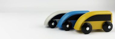 Çocuk ahşap demiryolu. Yakın plan.