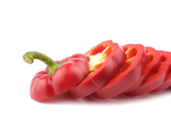 Balgarian Red Pepper Sliced White Background — Stock Photo, Image