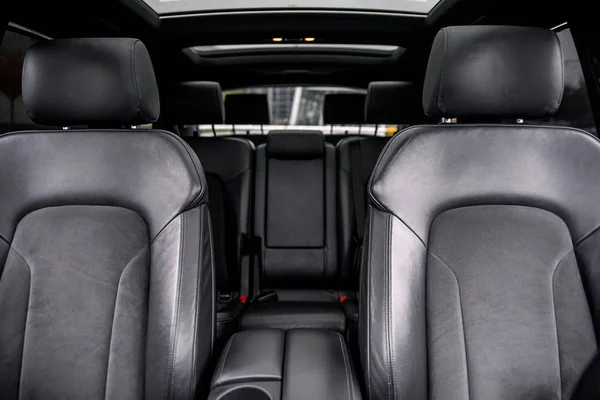Black Leather Interior Modern Luxury Car — Stock Photo, Image