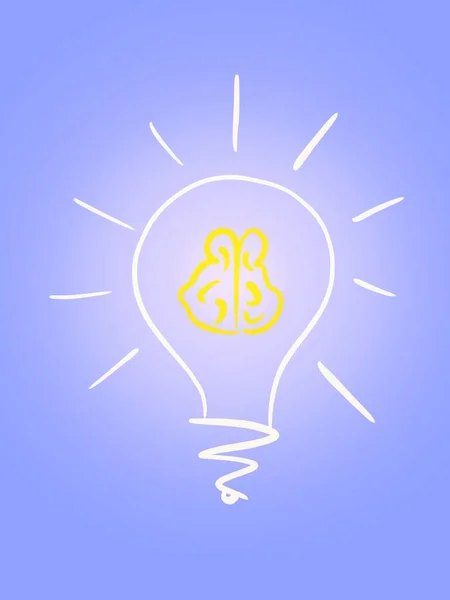 Glödlampa med en hjärna inuti ikon — Stockfoto